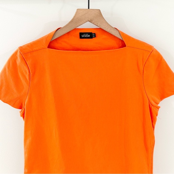 Kate Spade Saturday Square Neck Tee Orange Size Medium - Picture 3 of 6